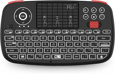 Rii (обновленная версия 2019 i4 Mini Bluetooth-клавиатура с сенсорной панелью, портативная беспроводная клавиатура с черной подсветкой и USB-модемом 2.4G для смартфонов, ПК. Черная) 1000008279 - фото 533497