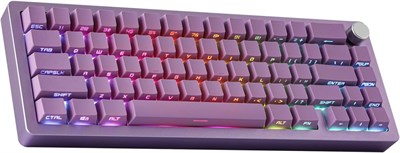 Беспроводная игровая клавиатура EPOMAKER Tide65 QMK/VIA, механическая клавиатура из алюминия (65%), программируемая клавиатура кремового цвета, Bluetooth/2,4 ГГц/USB-C, с защитной пластиной FR4 для Windows/Mac (фиолетовый, переключатель цвета «лимон») 1000008280 - фото 533502