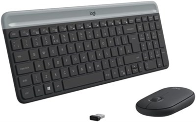 Беспроводная клавиатура и мышь Logitech MK470 Slim — современный компактный дизайн, бесшумная работа, USB-приемник 2,4 ГГц, подключение Plug and Play, совместимость с Windows — черный цвет 1000008319 - фото 533691