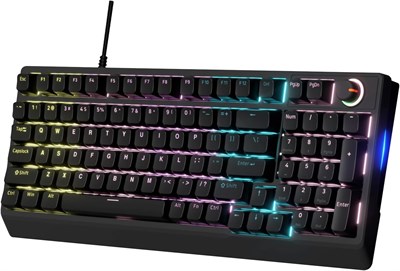 EURCRBU Механическая игровая клавиатура, компактная, со светодиодной подсветкой, 98 клавишами, проводная механическая клавиатура с регулятором громкости, полностью защищенная от фантомных нажатий цифровая клавиатура для соревновательных игр или офисных за 1000008329 - фото 533739