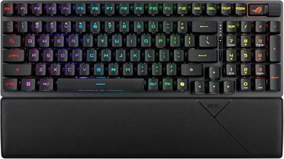 Беспроводная игровая клавиатура ASUS ROG Strix Scope II 96, трёхрежимное подключение, демпфирующая пена и накладки на переключатели, переключатели ROG NX Snow с предустановленной смазкой и возможностью горячей замены, колпачки клавиш из АБС-пластика с УФ- 1000008342 - фото 533797