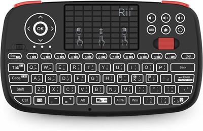 Мини-клавиатура Rii i4 Bluetooth с сенсорной панелью, [арабская раскладка], портативная беспроводная клавиатура с черной подсветкой и USB-модемом 2.4G для смартфонов и ПК. Черная 1000008355 - фото 533860