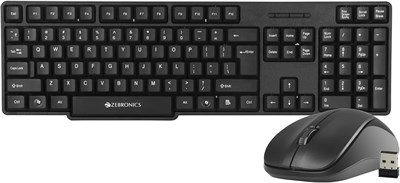 Беспроводная клавиатура и мышь Zebronics Zeb-Companion 107 с наноприемником (черный) 1000008379 - фото 533972