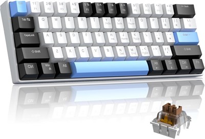 Механическая игровая клавиатура Camiysn 60%, игровая клавиатура с разноцветными клавишами и коричневыми переключателями, съёмный кабель Type-C с синей светодиодной подсветкой для ПК/ноутбука 1000008383 - фото 533997
