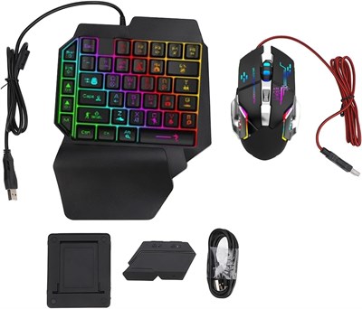 VELATEMOR 4-в-1 мобильный игровой комплект, игровой адаптер для клавиатуры и мыши, адаптер для клавиатуры и мыши с поддержкой быстрой зарядки 5 В 2000 мА (адаптер, клавиатура, мышь, держатель для телефона) 1000008390 - фото 534031