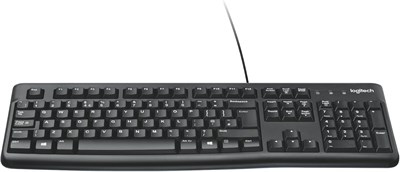 Проводная клавиатура Logitech K120 для Windows, USB Plug and Play, полноразмерная, влагозащищенная, изогнутая клавиша пробела, для ПК/ноутбука, английская раскладка, черная 1000008392 - фото 534041