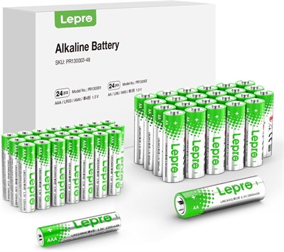Батарейки Lepro AA и AAA, упаковка 48 шт., щелочные батарейки 1,5 В с высокой емкостью, с защитой от протечек, с длительным сроком службы, LR03 LR06 MN2400 MN1500 для часов, пультов дистанционного управления, мышки, фонарика 1000008403 - фото 534094