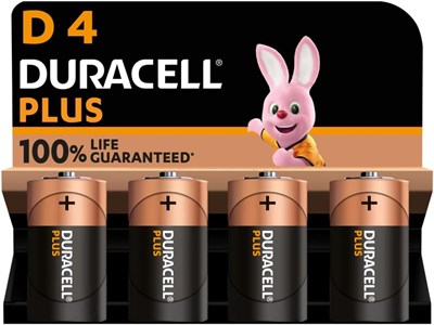 Батарейки Duracell Plus D (4 шт.) — щелочные, 1,5 В — 100% гарантия срока службы — надёжность для повседневных устройств — упаковка без пластика — срок хранения 10 лет — LR20 MN1300 1000008415 - фото 534145