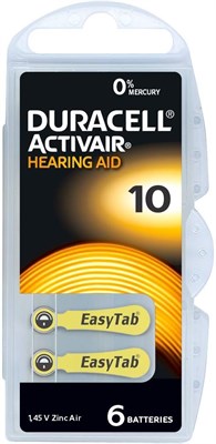 Батарейка для слухового аппарата DURACELL Activair размера 10 с 60 батарейками 1000008423 - фото 534169