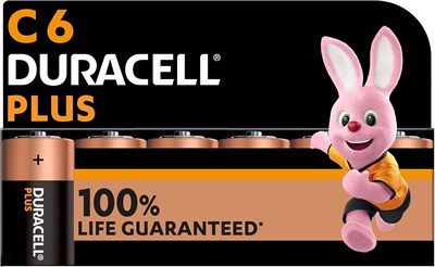 Батарейки Duracell Plus C (6 шт.) — щелочные, 1,5 В — 100% гарантия срока службы — надёжность для повседневных устройств — упаковка без пластика — срок хранения 10 лет — MN1400 1000008424 - фото 534173