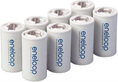 Адаптеры для аккумуляторов Eneloop Panasonic BQ-BS2E8SA размера C для использования с Ni-MH аккумуляторами типа AA, упаковка из 8 штук 1000008466 - фото 534340