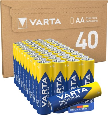 Щелочные батарейки VARTA Industrial Pro AA Mignon, упаковка LR6-40, сделано в Германии, экологически чистая упаковка 1000008475 - фото 534378