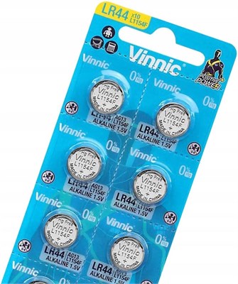 Щелочные батарейки-таблетки Vinnic AG13 LR44 L1154F Hg 1,5 В (100 шт.) 1000008554 - фото 534640