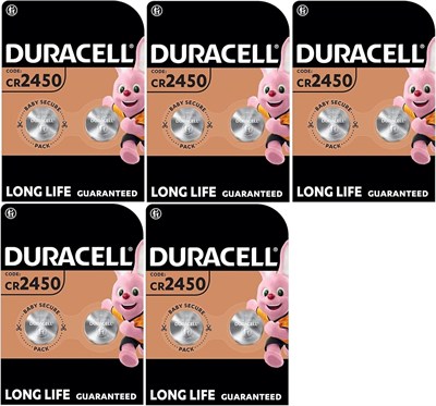 10 батареек Duracell Cr 2450 Lithium (5 блистеров по 2 батарейки) 10 батареек 1000008592 - фото 534784