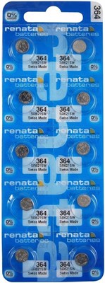 Батарейки Renata 364 SR621SW из оксида серебра для часов — долговечные электронные батарейки-таблетки для часов, калькуляторов и небольших устройств — (10 штук) 1000008593 - фото 534789