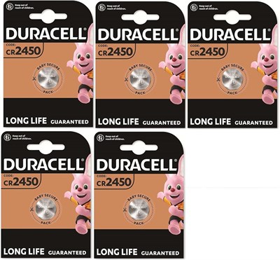 5 батареек Duracell Cr 2450 Lithium (5 блистеров по 1 батарейке) 1000008594 - фото 534794