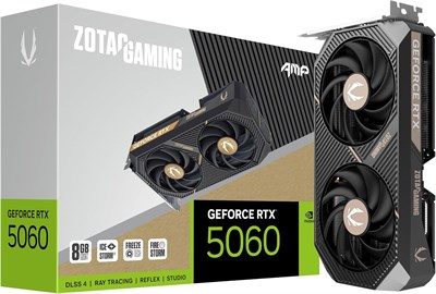 Игровая видеокарта ZOTAC Gaming GeForce RTX 5060 AMP DLSS 4 8 ГБ GDDR7 128-бит 28 Гбит/с PCIE 5.0, охлаждение IceStorm 2.0, ZT-B50600F-10M 1000008607 - фото 534844