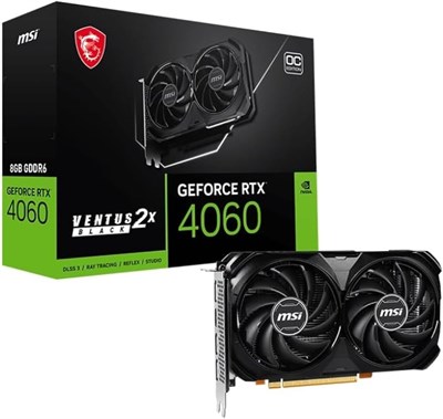 MSI GeForce RTX 4060 VENTUS 2X BLACK 8G OC NVIDIA 8 ГБ GDDR6 DLSS 3 1000008608 - фото 534849