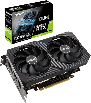 Игровая видеокарта Asus Dual NVIDIA GeForce RTX 3060 V2 OC Edition, PCIe 4.0, 12 ГБ памяти GDDR6, HDMI 2.1, DisplayPort 1.4a, двухслотовая конструкция, 15 Гбит/с, 192-бит — чёрный 1000008609 - фото 534854