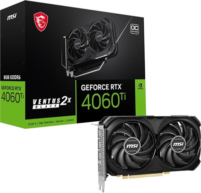 Видеокарта MSI GeForce RTX 4060 Ti VENTUS 2X BLACK 8G OC: PCI Express Gen 4 x16, скорость памяти 18 Гбит/с, 8 ГБ GDDR6, 3 порта DisplayPort, 1 порт HDMI, максимальное разрешение 7680 x 4320 — черный 1000008623 - фото 534921
