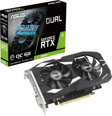 Игровая видеокарта ASUS GeForce RTX 3050 6G DUAL OC — тактовая частота 1537 МГц, GDDR6, PCIe Gen 4, DLSS 2, 3 x DP v1.4a, 1 x HDMI 2.1 (поддержка 4K) 1000008626 - фото 534936