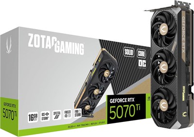 Игровая видеокарта ZOTAC Gaming GeForce RTX 5070 Ti Solid CORE OC DLSS 4 16 ГБ GDDR7 256-бит 28 Гбит/с PCIE 5.0, улучшенное охлаждение IceStorm 3.0, подсветка Spectra RGB, ZT-B50710J2-10P 1000008648 - фото 535036