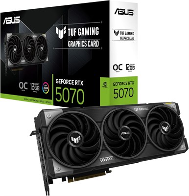 Игровая видеокарта ASUS TUF Gaming GeForce RTX 5070 12 ГБ GDDR7 OC Edition (PCIe 5.0, HDMI/DP 2.1, 3,125-слотовый, компоненты военного уровня, защитное покрытие печатной платы, вентиляторы Axis-Tech) 1000008650 - фото 535046