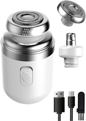 OBABO [Обновление] Мини-бритва, портативная электробритва, 2-в-1, USB-зарядка, мини-бритва для влажного и сухого бритья с роторным триммером для носа, карманный подарок для дома и путешествий (белая) 1000008894 - фото 535982