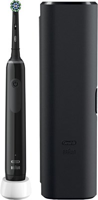 Oral-B Pro 3 - 3500 - чёрная электрическая зубная щётка, 1 ручка с видимым датчиком давления, 1 насадка для зубной щётки, 1 дорожный футляр, дизайн Braun 1000009238 - фото 536460