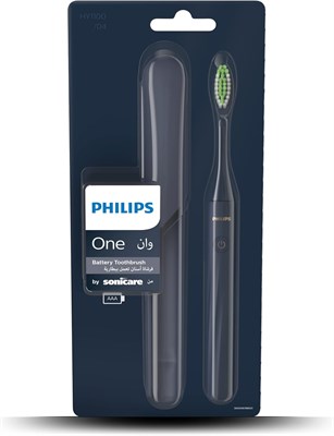 Зубная щетка Philips Sonicare на батарейках | 2 минуты Smartimer и Quadpacer | Элегантная и легкая | Дорожный футляр | Зубная щетка на батарейках | Мягкая щетина | 90 дней работы от одной батарейки AAA | Темно-синий | HY1100/04 1000009245 - фото 536490