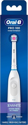 Oral-B Pro 100 3D White, электрическая зубная щетка на батарейках, белая 1000009266 - фото 536593
