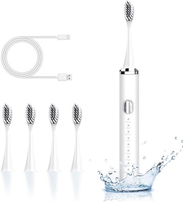 Электрическая зубная щетка Sonic Electric Toothbrush — электрическая зубная щетка с 4 насадками и 8 режимами чистки, высокочастотной вибрацией, USB-зарядкой, портативная электрическая зубная щетка 1000009326 - фото 536706