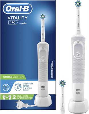 Электрическая зубная щетка Oral-B Braun Vitality 170 CrossAction Bianco 1000009294 - фото 536711