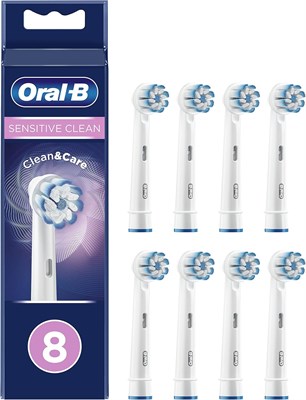 Сменные насадки Oral-B Sensitive Clean x 8, оригинальные сменные насадки для электрической зубной щетки, белые, 200 грамм 1000009300 - фото 536720