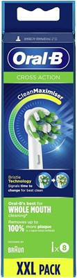 Сменные насадки Oral-B Crossaction CleanMaximiser x 8, оригинальная насадка для электрической зубной щетки 1000009301 - фото 536735