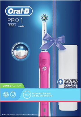 Oral-B Pro 1 750 Elektrische Zahnb?rste f?r eine gr?ndliche Reinigung, Reise-Etui, розовый 1000009313 - фото 536786