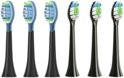 AYNKH 6 сменных насадок для электрической зубной щетки Philips Sonic, 3 насадки для точной чистки и 3 насадки с гелевым покрытием для отбеливания (черный, средний) 1000009320 - фото 536810