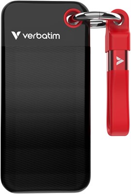 Карманный твердотельный накопитель Verbatim 1 ТБ USB 3.2 Gen 2, скорость до 1000 МБ/с, с брелоком — черный/красный 1000009339 - фото 536897