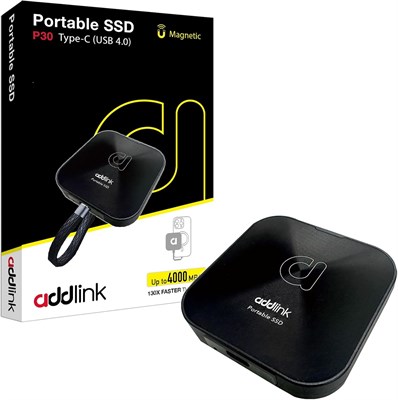 Внешний портативный твердотельный накопитель Addlink P30 емкостью 2 ТБ с магнитным креплением, скорость передачи данных до 4000 МБ/с, USB Type C 4.0 40 Гбит/с, поддержка хранения видео iPhone ProRes 4K, совместимость с ПК, ноутбуками, Mac, Windows, Linux, 1000009433 - фото 537339