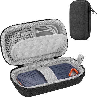 Чехол ProCase Hard EVA для портативного внешнего твердотельного накопителя SanDisk Extreme PRO 500 ГБ, 1 ТБ, 2 ТБ и внешнего твердотельного накопителя WD 1 ТБ, 2 ТБ, 500 ГБ, защитный противоударный чехол-держатель для хранения (ТОЛЬКО ЧЕХОЛ) - черный 1000009447 - фото 537409