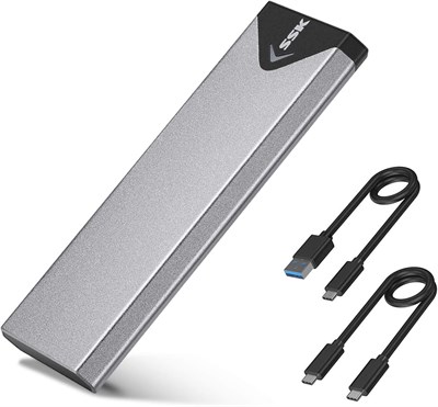 Алюминиевый корпус для твердотельного накопителя SSK M.2 NVME SATA, адаптер USB 3.2 Gen 2 (10 Гбит/с) - NVME PCI-E SATA M-Key/(B+M) для внешнего корпуса твердотельного накопителя с поддержкой UASP Trim для твердотельных накопителей NVME/SATA 2242/2260/228 1000009454 - фото 537444