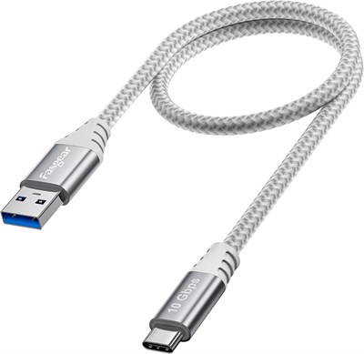Кабель Fasgear USB Type C длиной 1,65 фута, короткий USB A–C для Android Auto, кабель USB 3.2 Gen 2 Type C в оплетке, передача данных 10 Гбит/с, 3 А, быстрая зарядка, совместим с iPad Pro 2022, внешним SSD-накопителем MacBook (серый) 1000009472 - фото 537533
