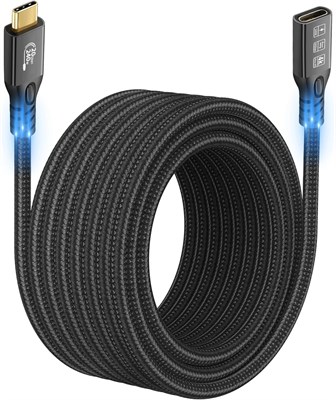 Удлинительный кабель USB C 3.2 20 Гбит/с, удлинительный кабель USBC 3.2 Gen2 Type-C «папа-мама» Ultra HD 4K при 60 Гц, зарядка 240 Вт, передача данных 20 Гбит/с, совместимость с внешним SSD eGPU (расширение 20G 240W-3M) 1000009501 - фото 537675