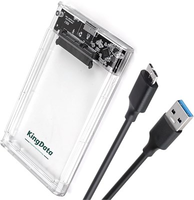 Корпус для жесткого диска KingData SSD HDD, 2,5-дюймовый SATA III USB 3.0 Caddy Case, внешний считыватель для ноутбука, быстрая передача данных, кабель UASP в комплекте, светодиодный индикатор без инструментов, прозрачный 1000009511 - фото 537723
