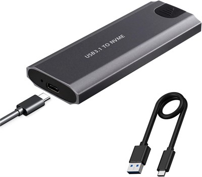 Адаптер для SSD-накопителя STAYOUNG M.2 NVMe Enclosure — безинструментальный адаптер USB 3.1 NVMe — USB для SSD-накопителя M2 2230/2242/2260/2280 M.2 NVMe с кабелем USB C — A (черный) 1000009530 - фото 537814