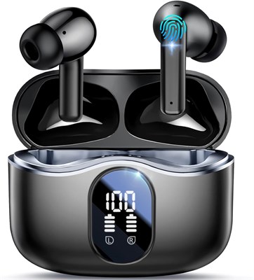 Беспроводные наушники Garlo True Wireless с Bluetooth и активным шумоподавлением. Беспроводные наушники с 4 микрофонами, четким звуком во время звонков, светодиодным дисплеем 40H, многоточечным подключением, глубокими басами и водонепроницаемостью. 1000009567 - фото 537998
