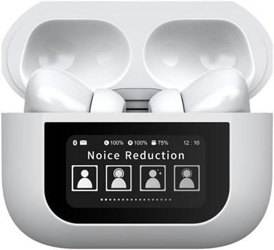 Умные наушники IQ TOUCH с сенсорным экраном, активным шумоподавлением, 50 часов воспроизведения, Bluetooth 5.3 с сенсорным управлением, зарядным чехлом, Hi-Fi-аудио, для iOS и Android, AIRNOVA-S9PRO, белые 1000009691 - фото 538577