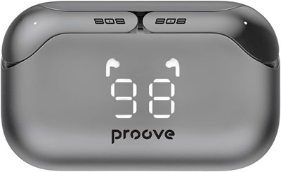 Беспроводные наушники Proove 808 Power TWS — Bluetooth 5.3, глубокие басы, 80 часов воспроизведения, шумоизоляция, сенсорное управление, быстрая зарядка — серые 1000009740 - фото 538805