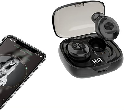 Беспроводные Bluetooth-наушники, Bluetooth-наушники, беспроводные стереонаушники с зарядным чехлом, водонепроницаемые наушники IPX6 с автоматической зарядкой, встроенным микрофоном и светодиодным индикатором заряда батареи для занятий спортом (черные) 1000009752 - фото 538858