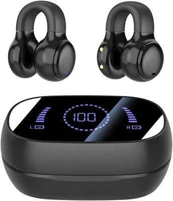 Беспроводные наушники Supercaty Bluetooth 5.4 с микрофоном, клипсой, открытым ухом, для занятий спортом, бега, езды на велосипеде, вождения, занятий в спортзале, тренировок, гарнитура с воздушной проводимостью для Android и iPhone, черные 1000009772 - фото 538950
